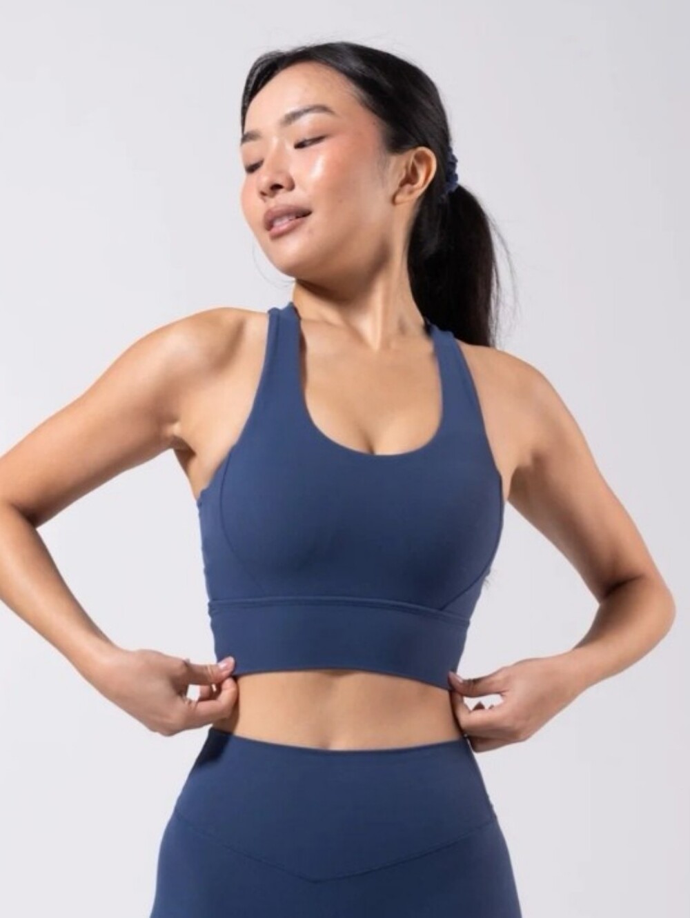 BuffBunny Seamless Racerback Sports Bra - Navy Blue